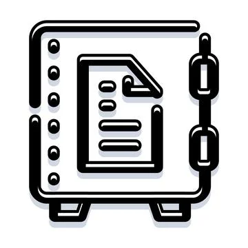 Data document locked in a secure safe vault Stock Illustration