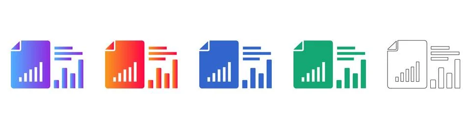 Data Document Report Icon Set Stock Illustration