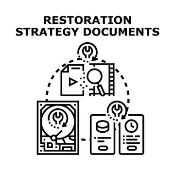 Data document restoration strategy planning process Stock Illustration