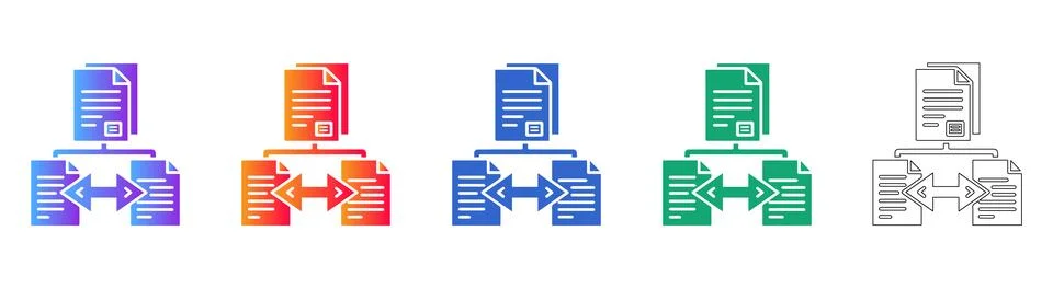 Data Document Transfer Flow Icons 库存插图