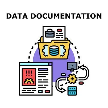 Data documentation process illustrating information management workflow Stockillustratie