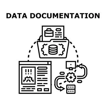 Data documentation process illustrating information management workflow Stock Illustration