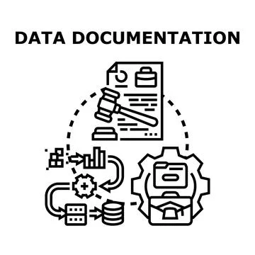 Data documentation process illustrating legal compliance and management 스톡 일러스트