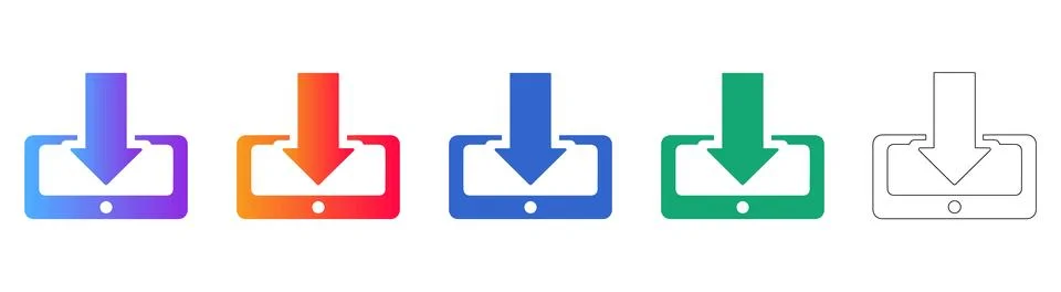 Data Download Icon Set Stock Illustration