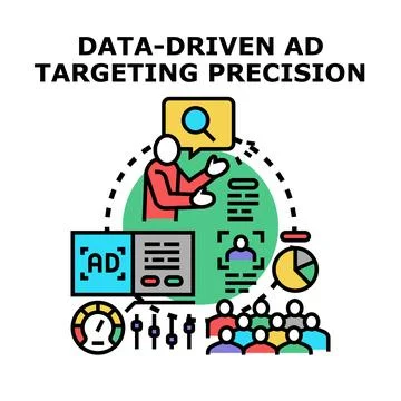 Data driven ad targeting precision concept vector 스톡 일러스트
