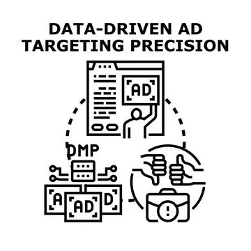 Data driven ad targeting precision analytics concept Stock Illustration