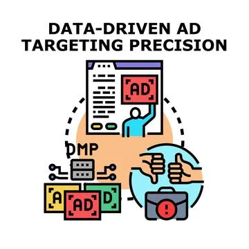 Data driven ad targeting precision analytics concept Stock Illustration