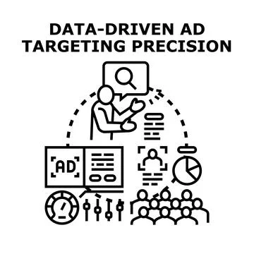 Data driven ad targeting precision concept vector Stock Illustration