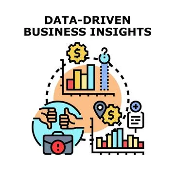 Data driven business insights analysis and decision making Stock Illustration