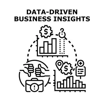 Data driven business insights analysis and decision making Stock Illustration