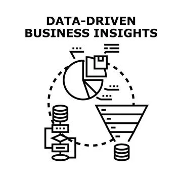 Data driven business insights and analytics process Stock Illustration