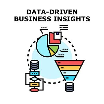 Data driven business insights and analytics process Stock Illustration