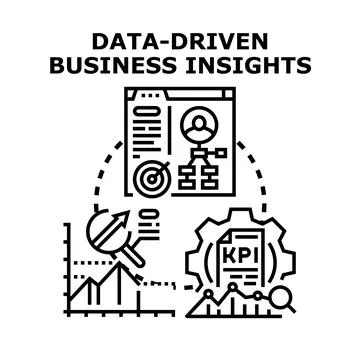 Data driven business insights processing information concept Stock Illustration