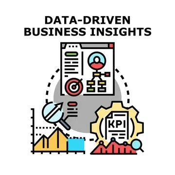 Data driven business insights processing information concept Stock Illustration