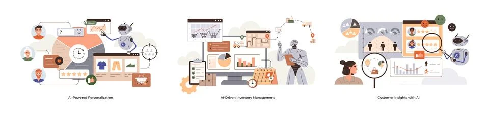 Data-Driven Business Management with AI, Data Analytics, and Customer Insight Stock Illustration