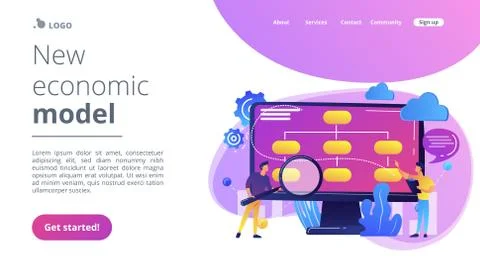 Data driven business model concept landing page. Stock Illustration