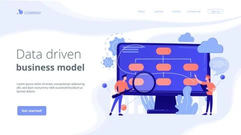 Data driven business model concept landing page. Stock Illustration
