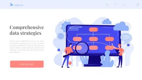 Data driven business model concept landing page. Stock Illustration