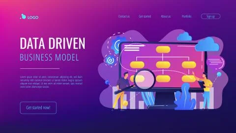 Data driven business model concept landing page. Stock Illustration