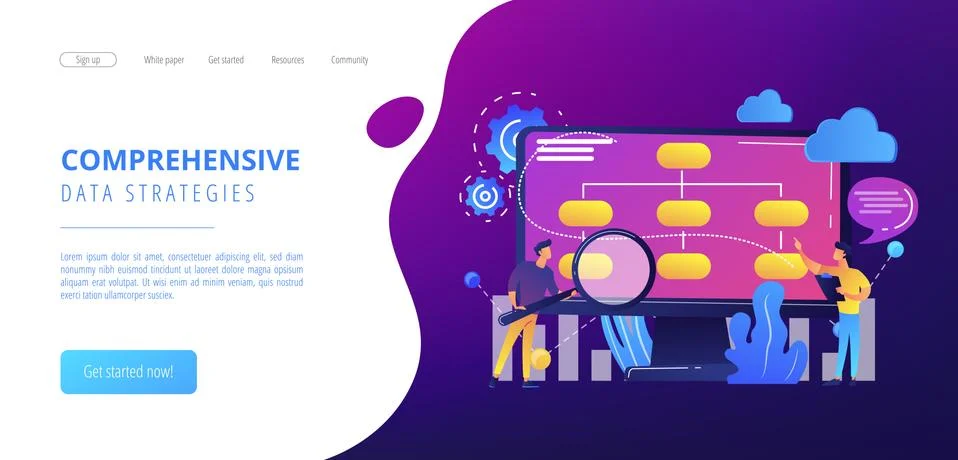 Data driven business model concept landing page. Stock Illustration