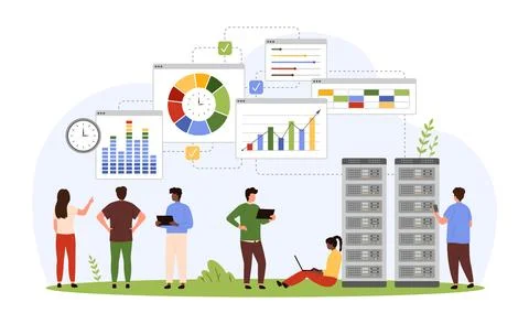 Data driven business model, financial analytics and audit, decision making of Stock Illustration