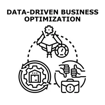 Data driven business optimization improving company performance and analytics 库存插图