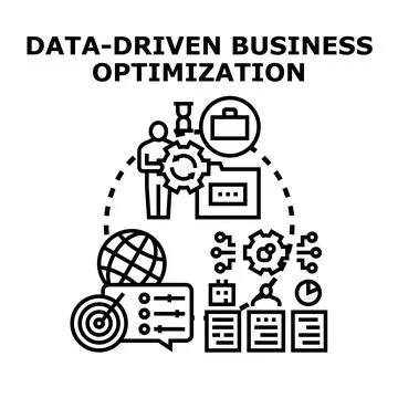 Data driven business optimization process illustration 库存插图