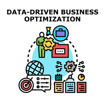 Data driven business optimization process illustration Stock Illustration