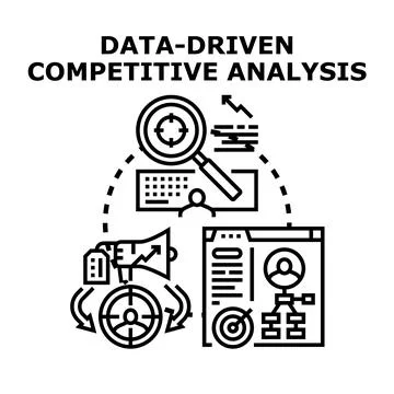 Data driven competitive analysis research and strategy concept Stock Illustration