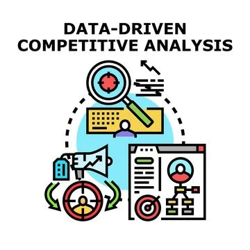 Data driven competitive analysis research and strategy concept Stock Illustration