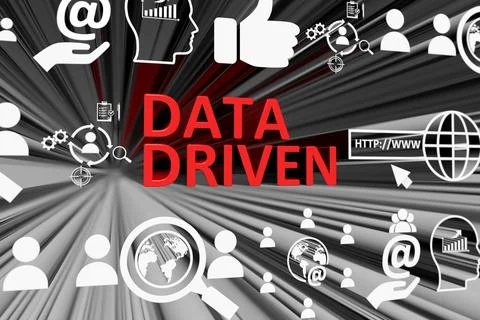 DATA DRIVEN concept blurred background 3d render illustration Stock Illustration