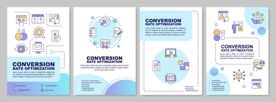 Data driven conversion rate optimization blue gradient brochure design templa Stock Illustration