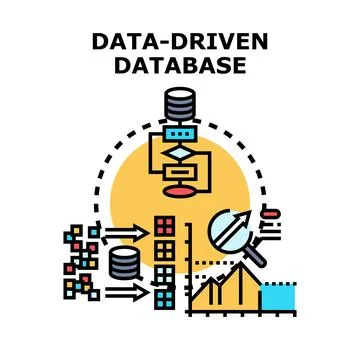 Data driven database analyzing information for business insights Stock Illustration