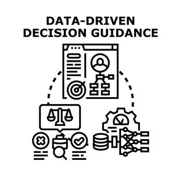 Data driven decision guidance analyzing business information Stock Illustration