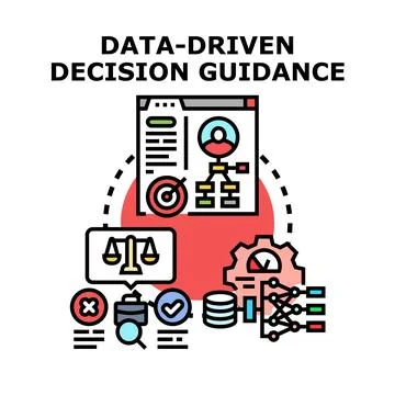 Data driven decision guidance analyzing business information Stock Illustration