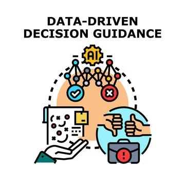 Data driven decision guidance analyzing smart business strategy Stock Illustration