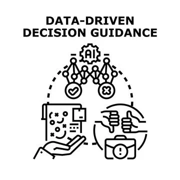 Data driven decision guidance analyzing smart business strategy Stock Illustration