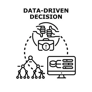 Data driven decision making process analysis Illustrazione stock