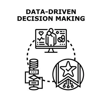 Data driven decision making process concept Stock Illustration