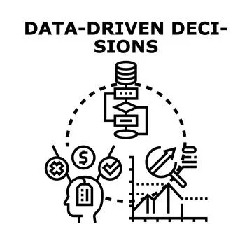 Data driven decision making process black icon 库存插图