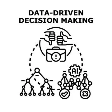 Data driven decision making process evaluating options Stock Illustration