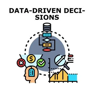 Data driven decision making process color icon Stock Illustration