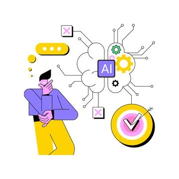 Data-Driven Decision Support by AI abstract concept vector illustration. Illustrazione stock