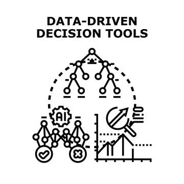 Data driven decision tools analyzing business intelligence Stock Illustration