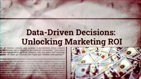 Data-Driven Decisions Unlocking Marketing ROI Title on Digital Newspaper Stock Footage 317058658