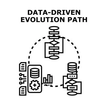 Data driven evolution path process and growth icon Иллюстрация