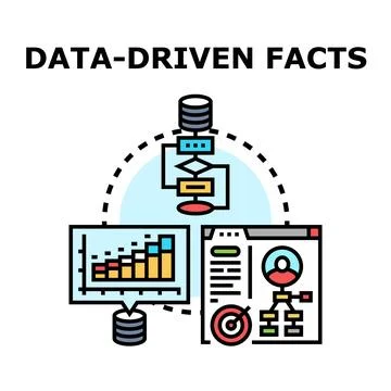 Data driven facts concept showing analytics and business intelligence Stock Illustration