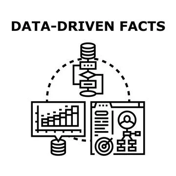 Data driven facts concept showing analytics and business intelligence Stock Illustration