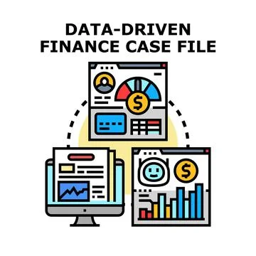 Data driven finance case file analysis management Stock Illustration