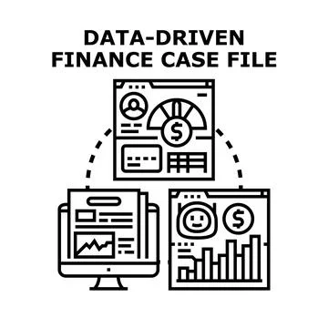 Data driven finance case file analysis management Stock Illustration
